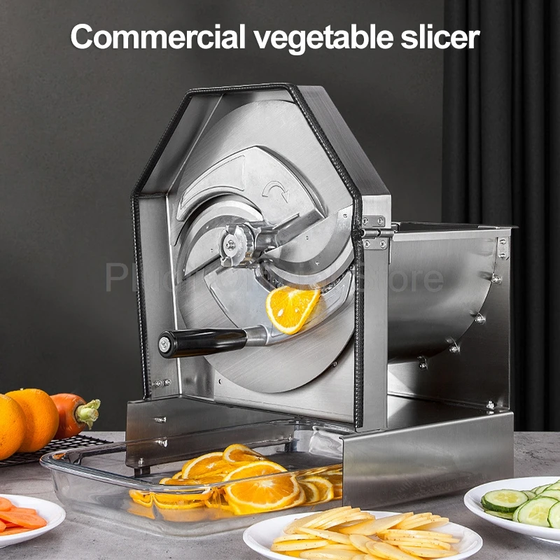 Commercial Vegetable Slicer Electric Manual Cutter Machine Upsized For Home Kitchen Slice Fruit Orange Potato Stainless Steel