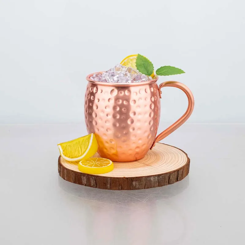 550ml Hammered Pure Copper Moscow Mule Mug – Handcrafted Copper Drinkware for Cocktails, Iced Beverages & Gift Use Drinkware - Image 2