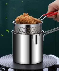 Stainless steel fryer with deep frying basket, multifunctional small pot, stainless steel french fries, fried chicken cookingpot